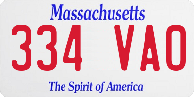 MA license plate 334VA0