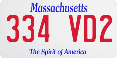 MA license plate 334VD2