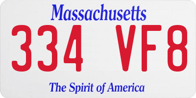 MA license plate 334VF8
