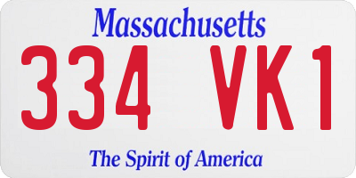 MA license plate 334VK1