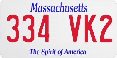 MA license plate 334VK2