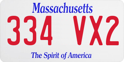 MA license plate 334VX2
