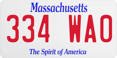 MA license plate 334WA0