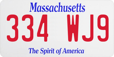 MA license plate 334WJ9