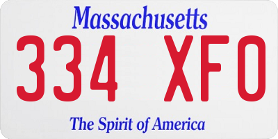 MA license plate 334XF0