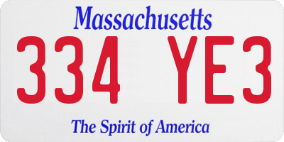 MA license plate 334YE3