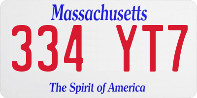 MA license plate 334YT7
