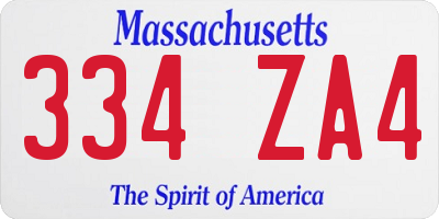 MA license plate 334ZA4