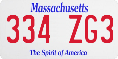 MA license plate 334ZG3