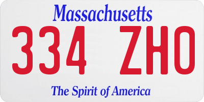 MA license plate 334ZH0