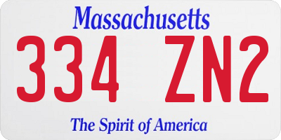 MA license plate 334ZN2
