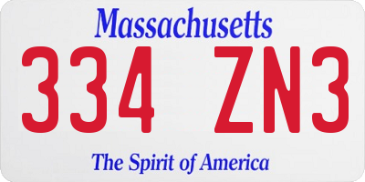 MA license plate 334ZN3