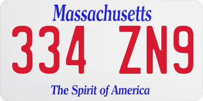 MA license plate 334ZN9