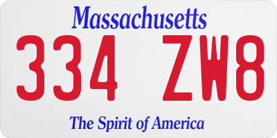 MA license plate 334ZW8