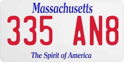 MA license plate 335AN8