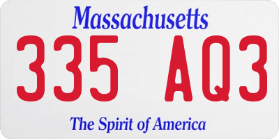 MA license plate 335AQ3