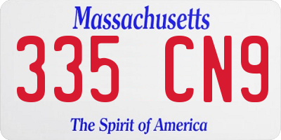 MA license plate 335CN9