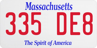 MA license plate 335DE8