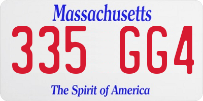 MA license plate 335GG4