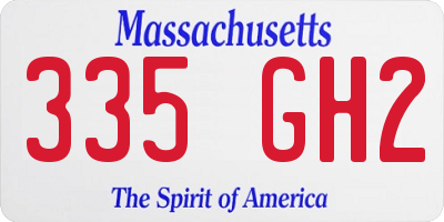 MA license plate 335GH2