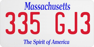 MA license plate 335GJ3