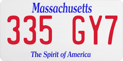 MA license plate 335GY7
