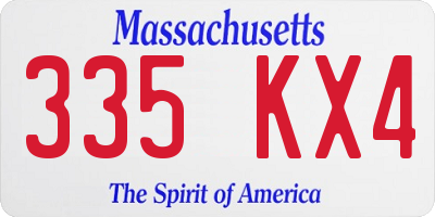 MA license plate 335KX4