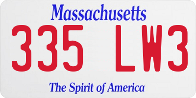 MA license plate 335LW3