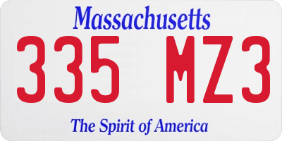 MA license plate 335MZ3