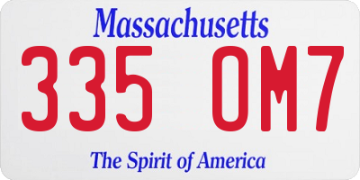 MA license plate 335OM7