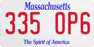MA license plate 335OP6