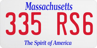 MA license plate 335RS6