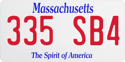 MA license plate 335SB4