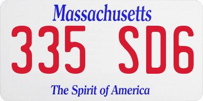MA license plate 335SD6