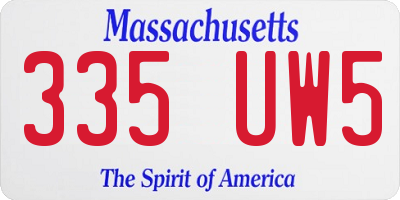 MA license plate 335UW5