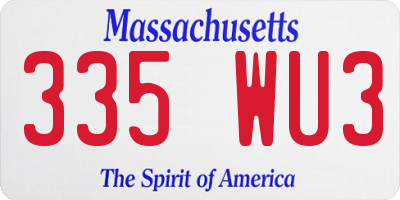 MA license plate 335WU3