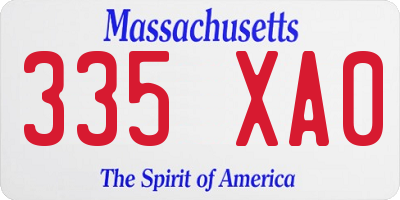 MA license plate 335XA0
