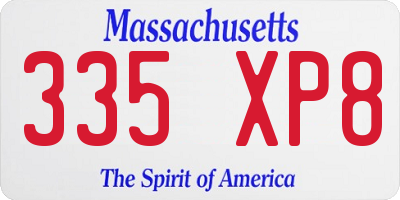 MA license plate 335XP8