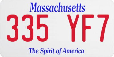 MA license plate 335YF7