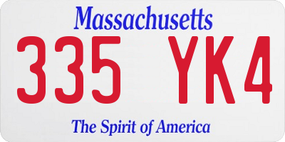 MA license plate 335YK4