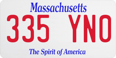 MA license plate 335YN0