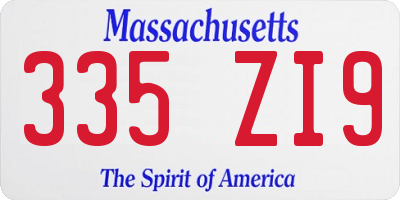 MA license plate 335ZI9