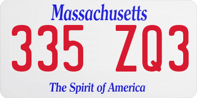MA license plate 335ZQ3