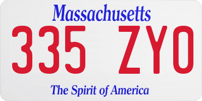 MA license plate 335ZY0