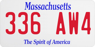 MA license plate 336AW4