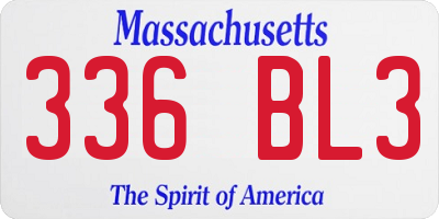 MA license plate 336BL3
