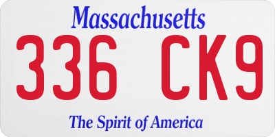 MA license plate 336CK9