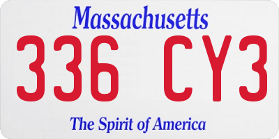 MA license plate 336CY3