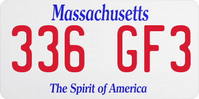 MA license plate 336GF3