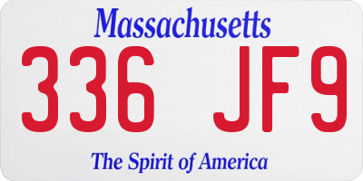 MA license plate 336JF9